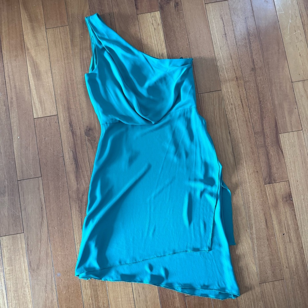 BCBG Emerald Green One-Shoulder Dress
